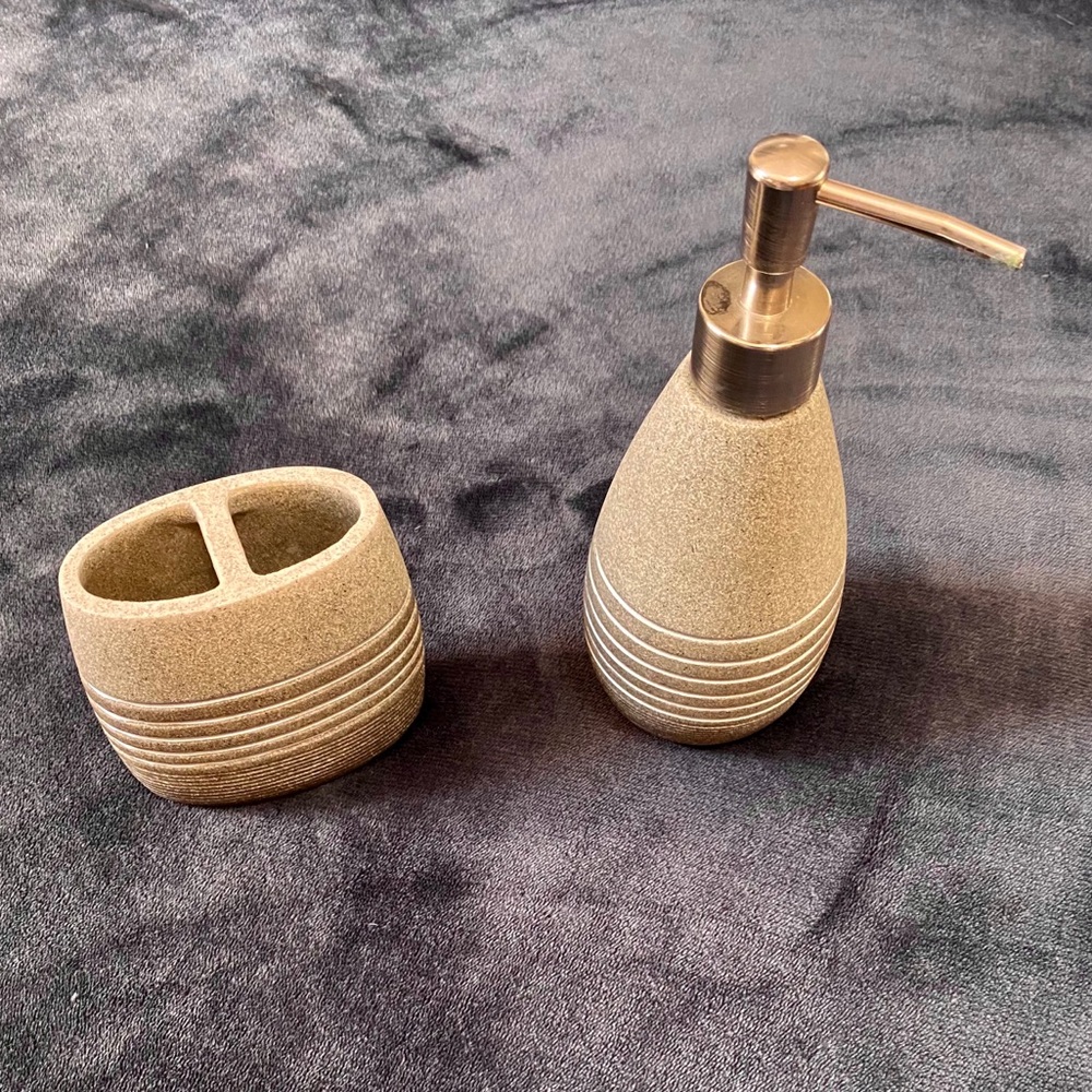 Bath toothbrush holder and soap dispenser